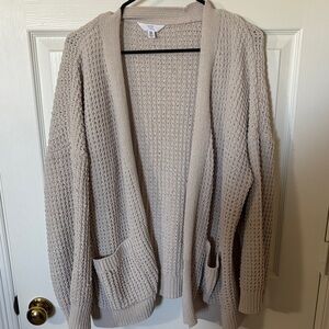 Time and Tru Light Tan Open-Front Cardigan